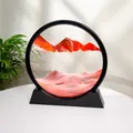 7-inch 3D moving sand art desktop ornament with layered red mountain landscape - Red / 7 Inch / Black Frame