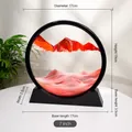 7-inch 3D moving sand art desktop ornament with layered red mountain landscape - 7" / Black Frame Red Sand