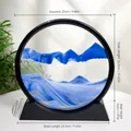 12-inch blue 3D moving sand art circular glass frame for home office desk decoration - 12 Inch / Black Frame Blue Sand