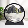 12-inch 3D moving sand art mountain landscape in black circular frame - Black / 12 Inch / Black Frame
