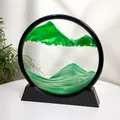 Green 12-inch 3D moving sand art circular desk decoration with elegant black frame - Green / 12 Inch / Black Frame