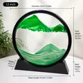 Green 12-inch 3D moving sand art circular desk decoration with elegant black frame - 12 Inch / Black Frame Green Sand