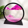12-inch 3D moving sand art desk ornament for home office with pink purple quicksand - Pink / 12 Inch / Black Frame