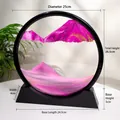 12-inch 3D moving sand art desk ornament for home office with pink purple quicksand - 12 Inch / Black Frame Pink Sand