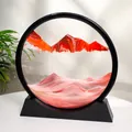 12-inch 3D moving sand art desk decoration with red sand in a black circular frame - Red / 12 Inch / Black Frame