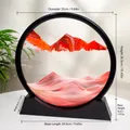 12-inch 3D moving sand art desk decoration with red sand in a black circular frame - 12 Inch / Black Frame Red Sand