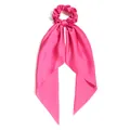 Vibrant pink satin hair scarf scrunchie for women, elegant long ribbon ponytail tie - Rose Red