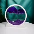 7 inch 3D moving sand art picture in purple with full dimensions for desk decor - Purple / 7 Inch / White Frame