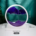 7 inch 3D moving sand art picture in purple with full dimensions for desk decor - 7" / White Frame Purple Sand