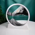 7-inch 3D moving sand art desktop ornament with white circular frame and white base - Black / 7 Inch / White Frame