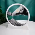 7-inch 3D moving sand art desktop ornament with white circular frame and white base - 7" / White Frame Black Sand