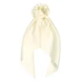 Elegant cream white satin hair scrunchie with long ribbon scarf for ladies ponytail - Ivory