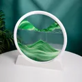 7-inch green moving sand art decor with natural mountain landscape in a circular frame - Green / 7 Inch / White Frame