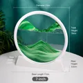 7-inch green moving sand art decor with natural mountain landscape in a circular frame - 7" / White Frame Green Sand