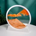 12-inch 3D moving sand art with orange sand and white circular frame for home decor - Yellow / 12 Inch / White Frame