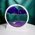 Purple 12-inch 3D moving sand art desk ornament with elegant white circular frame - Purple / 12 Inch / White Frame