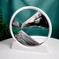 12-inch 3D moving sand art picture with white circular frame desk ornament - Black / 12 Inch / White Frame