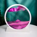 12-inch 3D moving sand art landscape ornament in purple with dimensions marked - Pink / 12 Inch / White Frame