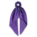 Deep purple satin scrunchie hair tie with long ribbon scarf tails for women girls - Purple