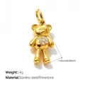 Modieuze vergulde 3D-beertjeshanger van roestvrij staal met schitterende strass-steentjes - Strass 3D Berenvorm (PJ2668WEG) / Goud