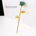 Exquisite decorative rose with gold stem and green aventurine stone carved flower head - Green Aventurine (Gold Base) / 23cm