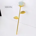 Elegant artificial rose figurine with white opalite flower and polished golden stem - White Opalite (Gold Base) / 23cm