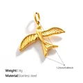 18K gold plated swallow bird pendant charm in stainless steel for DIY jewelry - 3D Swallow Shape (PJ2672G)