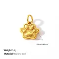 Golden stainless steel dog paw print pendant for jewelry making and DIY accessories - 3D Paw Print Shape (PJ2673G)