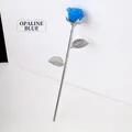 Exquisite blue opal rose flower handicraft ornament with silver stem for gift decoration - Blue Opalite (Silver Base) / 23cm