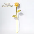 Elegant golden steatite rose ornament with metallic stem for home decor - Topaz Style (Gold Base) / 23cm