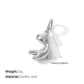 Cute silver stainless steel bunny charm pendant, 1.64cm mini animal DIY accessory. - 3D Rabbit Shape (PJ2675S)