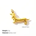 Dainty gold-plated stainless steel dachshund dog pendant for DIY jewelry accessory - Dachshund Shape (PJ2676G)