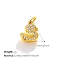 Gold-plated duck pendant with rhinestones, 3D animal shape for DIY jewelry - Rhinestone Duck Shape (PJ2677WEG)
