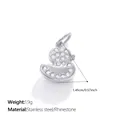 Cute silver duck pendant with rhinestones, 1.45cm stainless steel animal charm - Rhinestone Duck Shape (PJ2677WES)