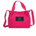 Simple Japanese style rose red canvas bucket bag for women with crossbody strap - Rose Red