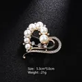 Elegant gold-tone heart-shaped brooch with pearls and crystals for suits and traditional dresses - Hollow Artificial Pearl Heart Style (XD7615) / Gold