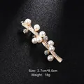 Elegant branch-shaped gold-tone brooch adorned with lustrous white pearls and rhinestones - Branch Shape Artificial Pearl Style (XD7691) / Gold