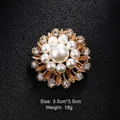 Elegant golden floral brooch with white pearls and sparkling rhinestones for suits - Exquisite Flower Cluster Style (XD8797) / Gold