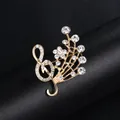 Elegant gold musical note brooch with sparkling rhinestones for suits and dresses - Musical Note Flower Style (XD9119) / Gold