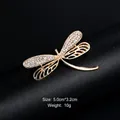 Elegant gold dragonfly brooch accessory with sparkling rhinestones for suits and dresses. - Exquisite Dragonfly Style (XD7989) / Gold