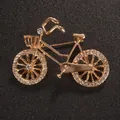 Elegant gold-tone bicycle brooch featuring sparkling crystals, 3.3x4.7cm, weight 6.8g - Bicycle Shape Style (XD8169) / Gold