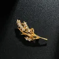 Elegant gold wheat stalk brooch pin with sparkling white rhinestones for suits - Wheat Ear Style (XD9111) / Gold