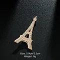 Elegant gold-plated Eiffel Tower brooch encrusted with shimmering clear crystals - Eiffel Tower Shape Style (XD6798) / Gold