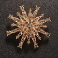 Elegant gold-toned starburst brooch with clear rhinestones for suits and dresses - Star Radiating Style (XD9410-2) / Gold