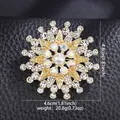 Luxury gold-tone sunburst brooch with center pearl and sparkling crystals, 4.6cm size. - Phantom Sunflower Style (XD824046) / Gold