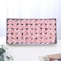 Caja de 50 cabezas de rosas de jabón rosa artificiales para decoración de bodas - Rosa Pálida / 50 Piezas/Caja