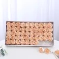 Scatola regalo di teste di rose di sapone champagne per decorazioni nuziali fai-da-te - Rosa Cappuccino / 50 Pezzi/Scatola