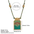 Copper tarot pendant necklace with evil eye design on colored braided rope - Yellow Necklace (Without Beads)