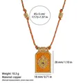 Collier en cordon coloré avec pendentif carte de tarot cœur orange et perles dorées - Collier Orange (Avec Perles)