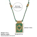 Colorful rope necklace with heart tarot pendant in gold plated copper finish - Blue Necklace (With Beads)